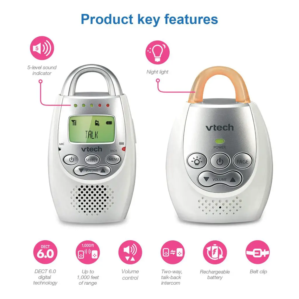 VTech DM221 Audio vibrating baby monitor and its features